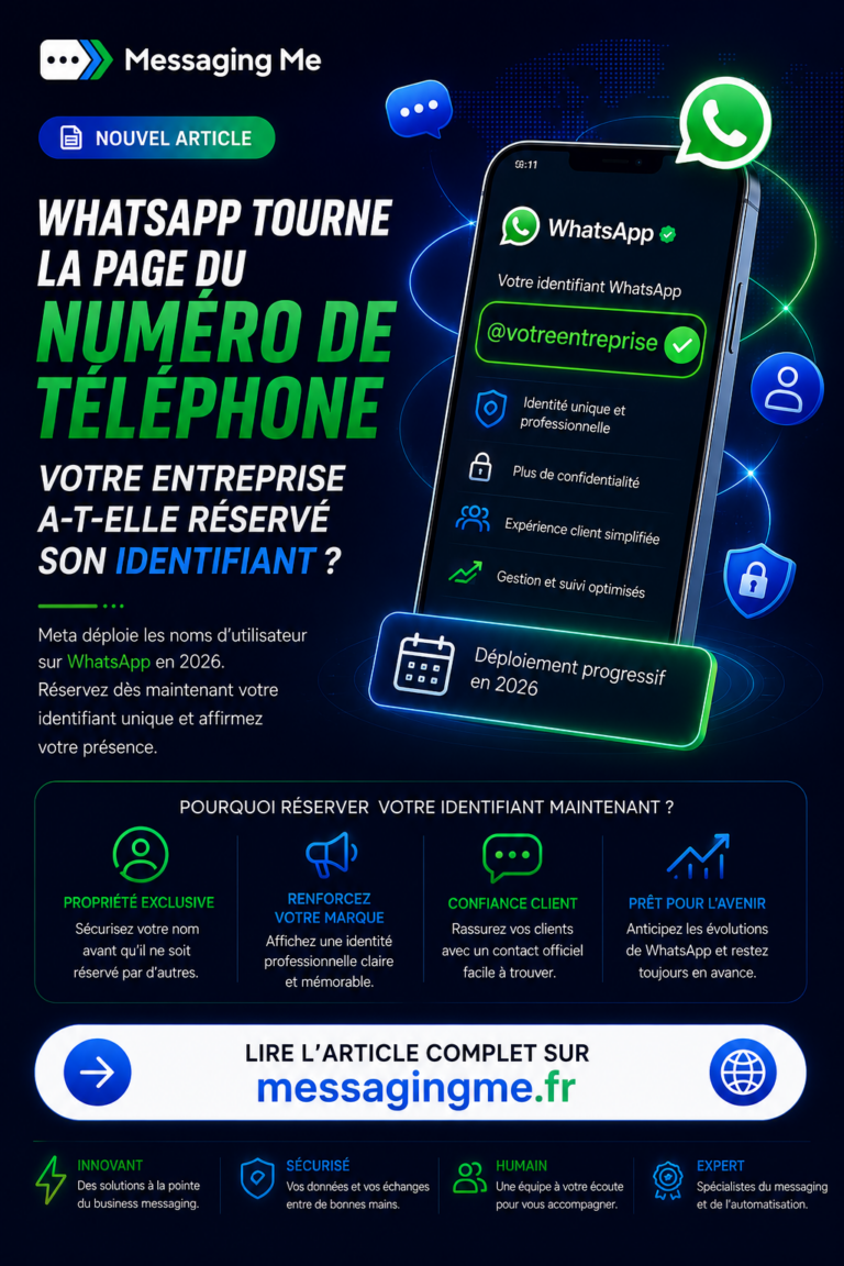 📱 WhatsApp tourne la page du numéro de téléphone. Votre entreprise a-t-elle réservé son identifiant ? 1 29 07